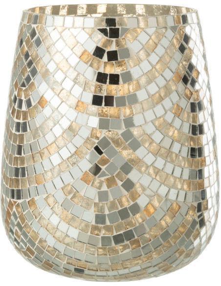 Photophore XL mosaïque argent et doré H21 cm - 1