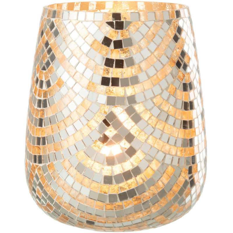Photophore XL mosaïque argent et doré H21 cm - 2