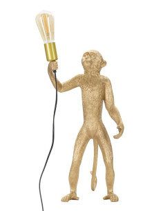 Lampe à poser originale XL Singe debout Hauteur 55 cm en Résine Métal Doré Monkey 