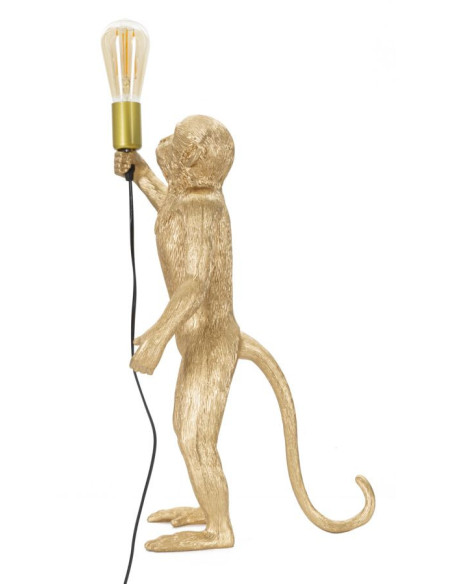 Lampe à poser originale XL Singe debout Hauteur 55 cm en Résine Métal Doré Monkey 