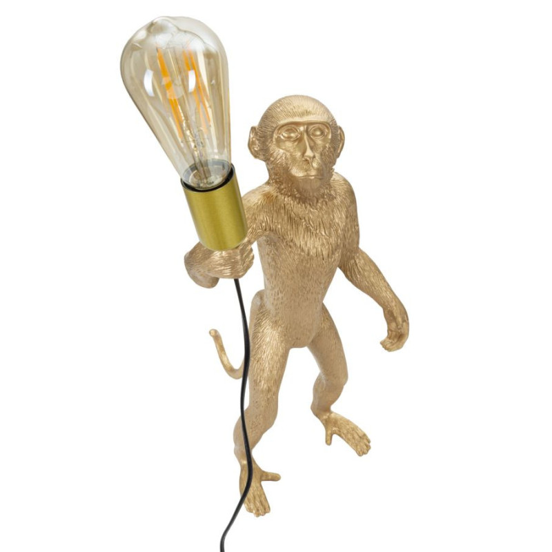 Lampe à poser originale XL Singe debout Hauteur 55 cm en Résine Métal Doré Monkey 