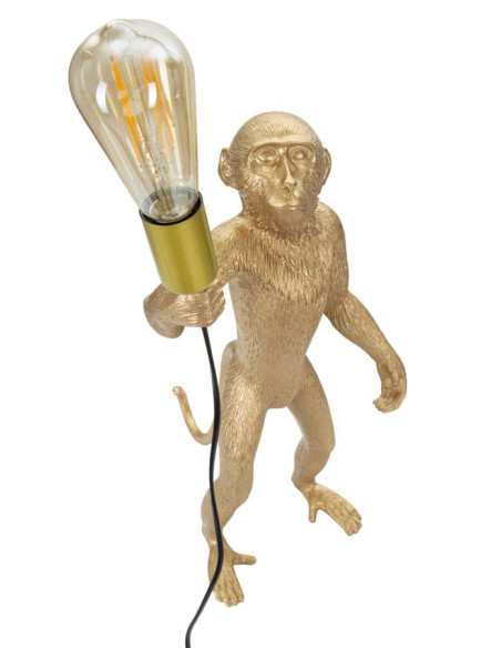 Lampe à poser originale XL Singe debout Hauteur 55 cm en Résine Métal Doré Monkey 