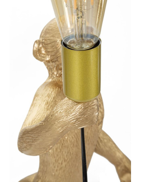 Lampe à poser originale XL Singe debout Hauteur 55 cm en Résine Métal Doré Monkey 