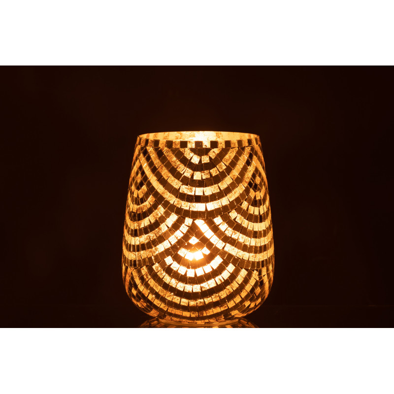 Photophore XL mosaïque argent et doré H21 cm - 3