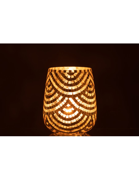 Photophore XL mosaïque argent et doré H21 cm - 3