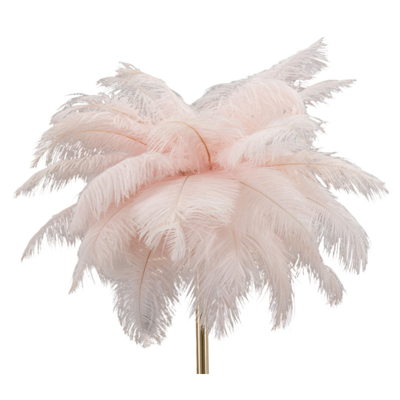 Lampe à poser moderne XL Plumes Hauteur 55 cm en Métal Doré Plastique Rose Palm 