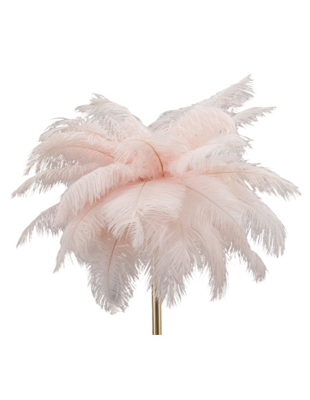 Lampe à poser moderne XL Plumes Hauteur 55 cm en Métal Doré Plastique Rose Palm 