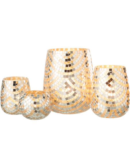 Photophore XL mosaïque argent et doré H21 cm - 5