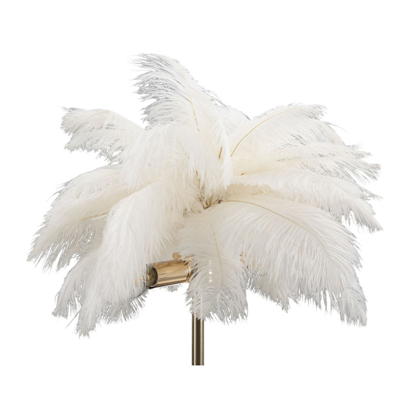 Lampe à poser moderne XL Plumes Hauteur 55 cm en Métal Doré Plastique Blanc Palm 