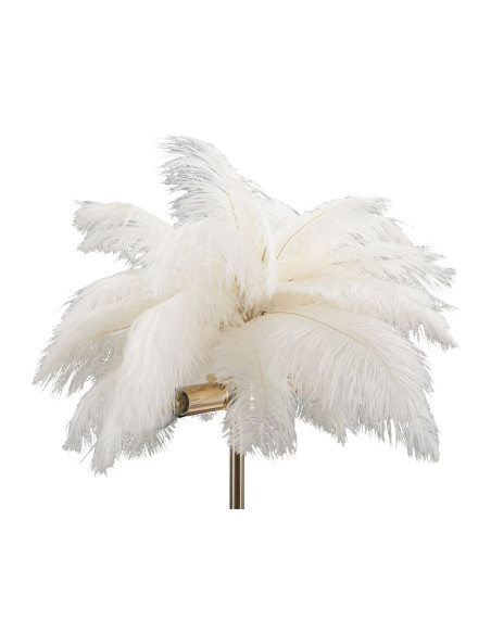 Lampe à poser moderne XL Plumes Hauteur 55 cm en Métal Doré Plastique Blanc Palm 