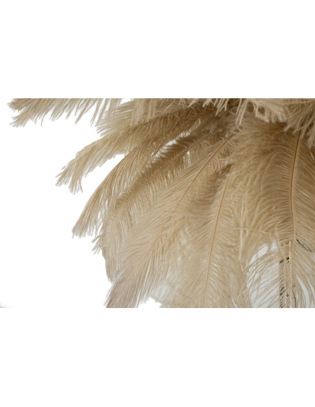 Lampe à poser moderne XL Plumes Hauteur 55 cm en Métal Doré Plastique Marron camel Palm 
