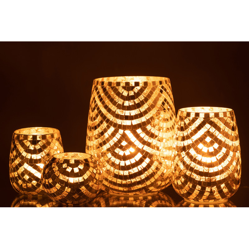 Photophore XL mosaïque argent et doré H21 cm - 6