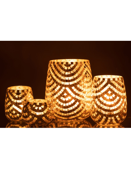 Photophore XL mosaïque argent et doré H21 cm - 6