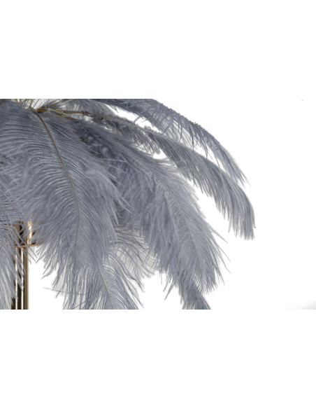 Lampe à poser moderne XL Plumes Hauteur 55 cm en Métal Doré Plastique Gris Palm 