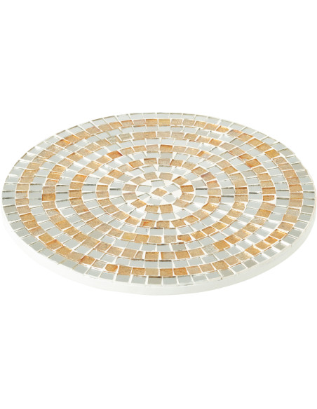 Plateau rond déco mosaïque argent et doré D20 cm J-Line - 1
