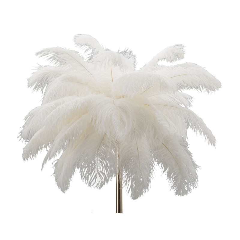 Lampadaire moderne XL Plumes Hauteur 160 cm en Métal Doré Plastique Blanc Palm 