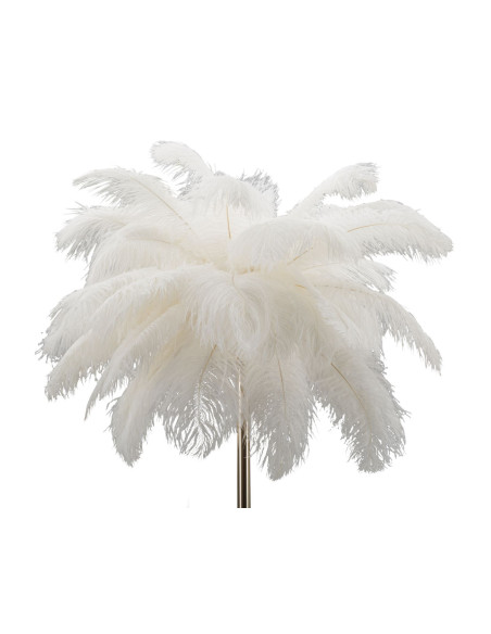 Lampadaire moderne XL Plumes Hauteur 160 cm en Métal Doré Plastique Blanc Palm 