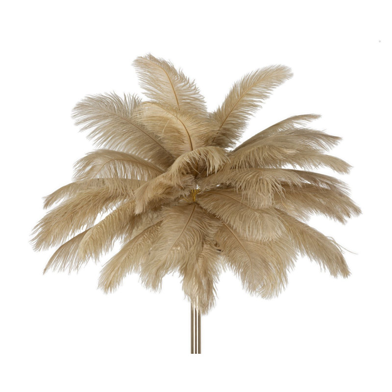 Lampadaire moderne XL Plumes Hauteur 160 cm en Métal Doré Plastique Marron camel Palm 
