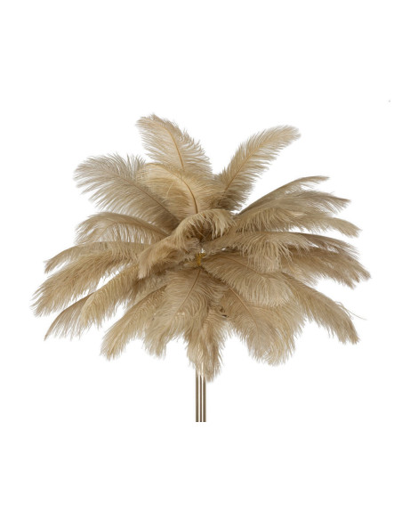 Lampadaire moderne XL Plumes Hauteur 160 cm en Métal Doré Plastique Marron camel Palm 