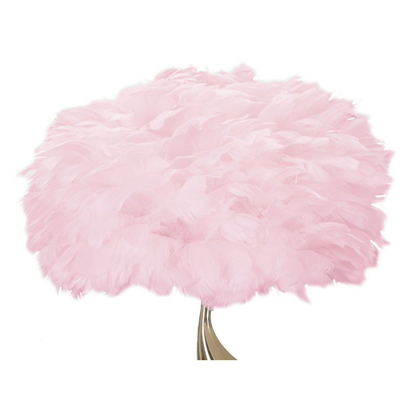 Lampe à poser moderne XL Plumes Hauteur 63 cm en Métal Doré Plastique Rose Slim 