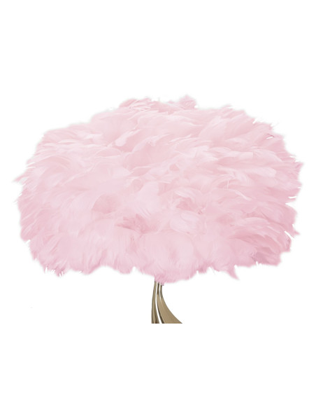 Lampe à poser moderne XL Plumes Hauteur 63 cm en Métal Doré Plastique Rose Slim 