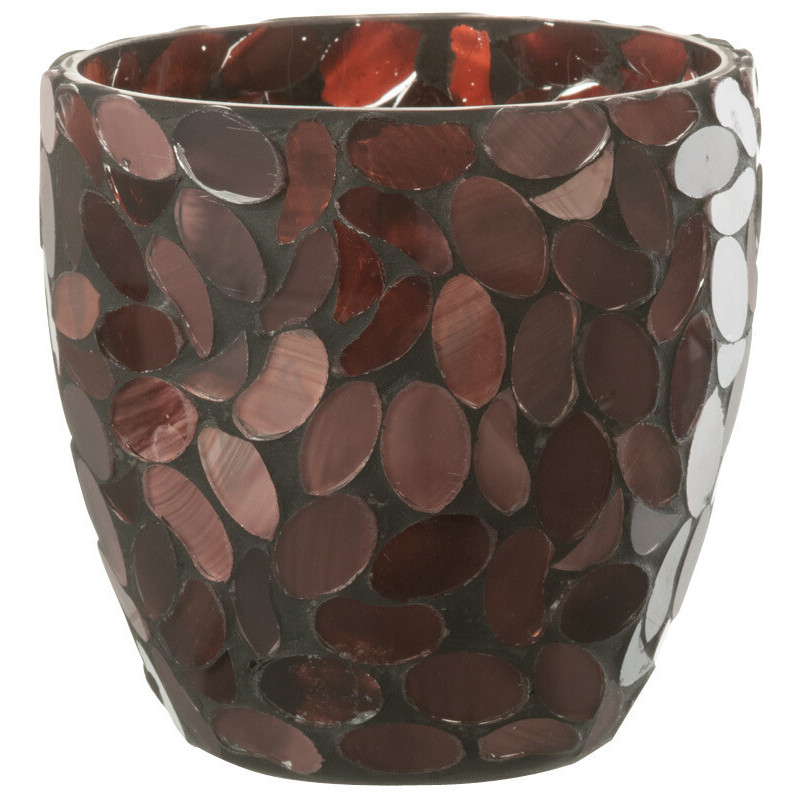 Photophore en verre mosaïque bordeaux 10x11 - 1