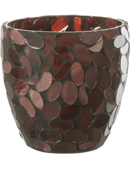 Photophore en verre mosaïque bordeaux 10x11 - 1