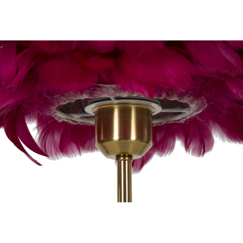 Lampe à poser moderne XL Plumes Hauteur 50 cm en Métal Doré Plastique Rouge bordeaux Ball Feather 