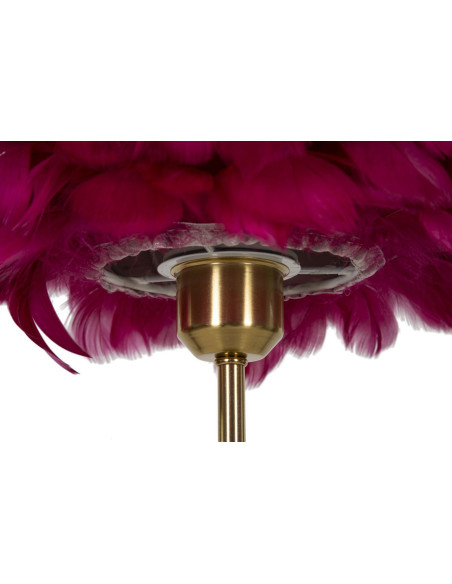 Lampe à poser moderne XL Plumes Hauteur 50 cm en Métal Doré Plastique Rouge bordeaux Ball Feather 