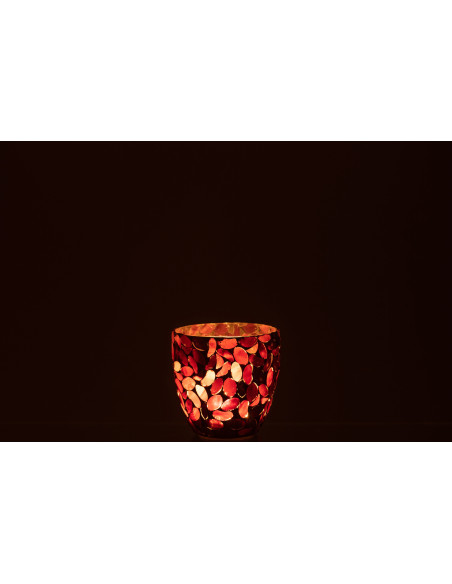 Photophore en verre mosaïque bordeaux 10x11 - 3