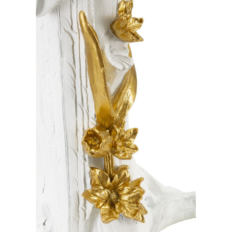 Lampe à poser originale XL Perroquet Hauteur 50 cm en Resine Blanc Doré Pappagallo 