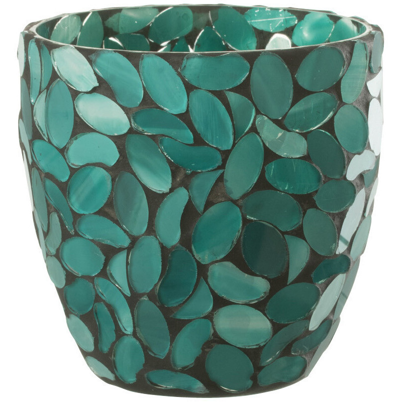 Photophore en verre mosaïque vert 10x11 - 1