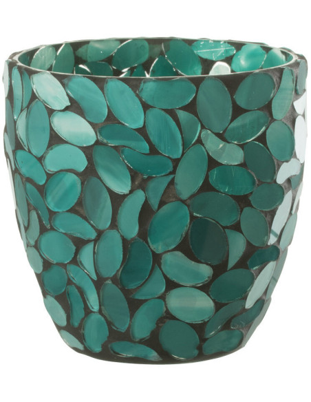 Photophore en verre mosaïque vert 10x11 - 1