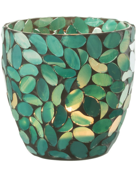 Photophore en verre mosaïque vert 10x11 - 3