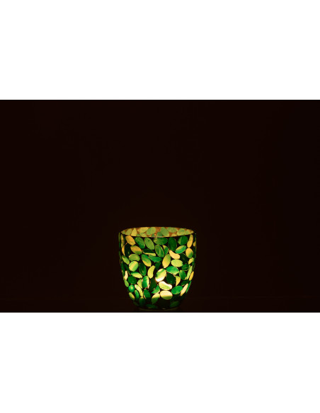 Photophore en verre mosaïque vert 10x11 - 4