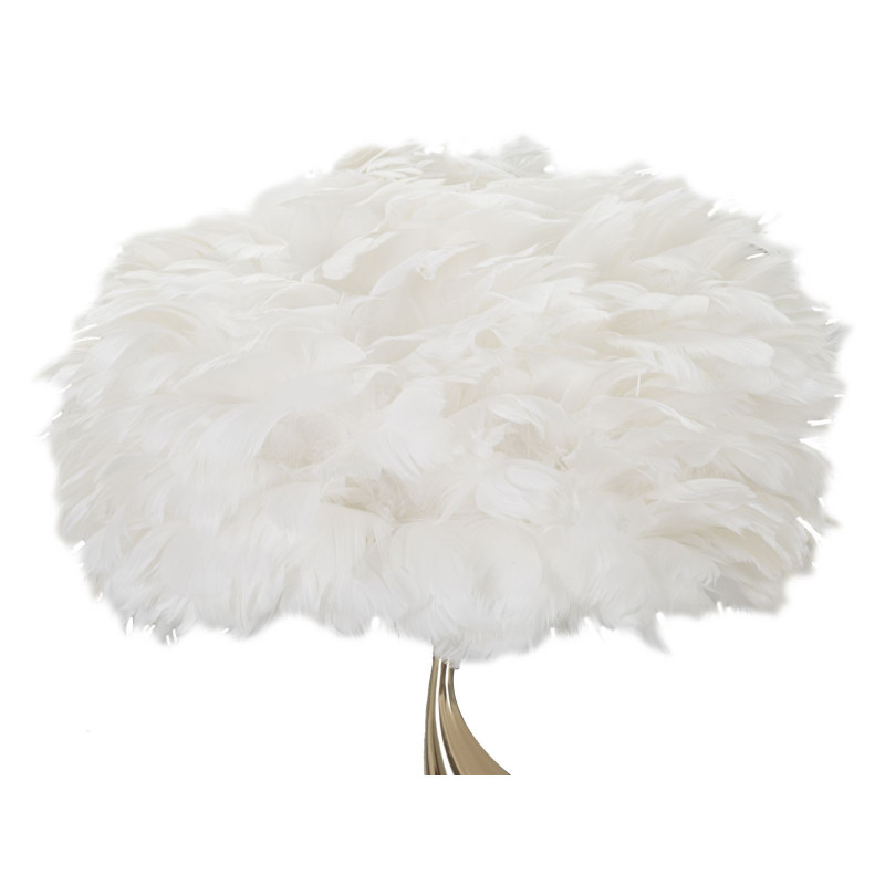 Lampe à poser moderne XL Plumes Hauteur 63 cm en Métal Doré Plastique Blanc Slim 
