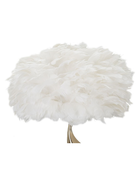 Lampe à poser moderne XL Plumes Hauteur 63 cm en Métal Doré Plastique Blanc Slim 