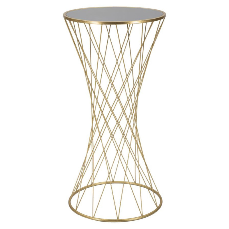 Sellette haute originale Ronde Hauteur 100 cm en Métal Doré Miroir Tower 