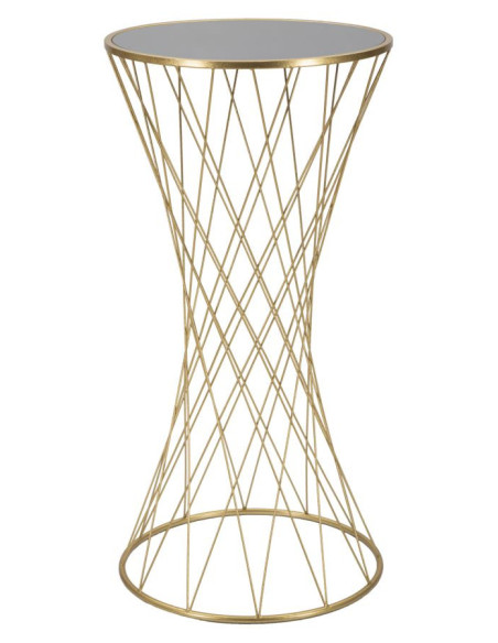 Sellette haute originale Ronde Hauteur 100 cm en Métal Doré Miroir Tower 