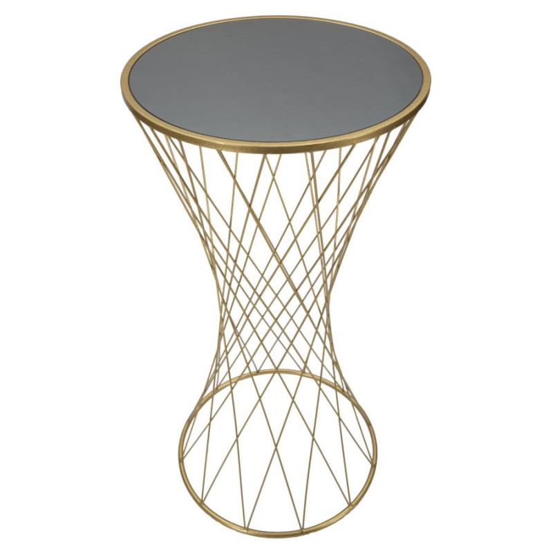 Sellette haute originale Ronde Hauteur 100 cm en Métal Doré Miroir Tower 