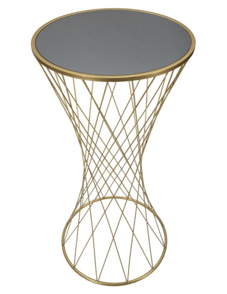 Sellette haute originale Ronde Hauteur 100 cm en Métal Doré Miroir Tower 