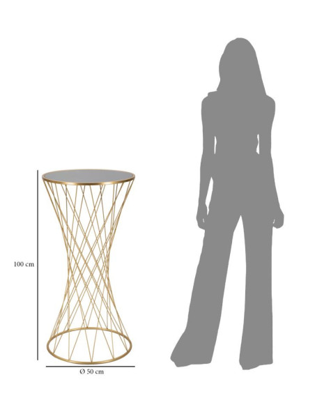 Sellette haute originale Ronde Hauteur 100 cm en Métal Doré Miroir Tower 