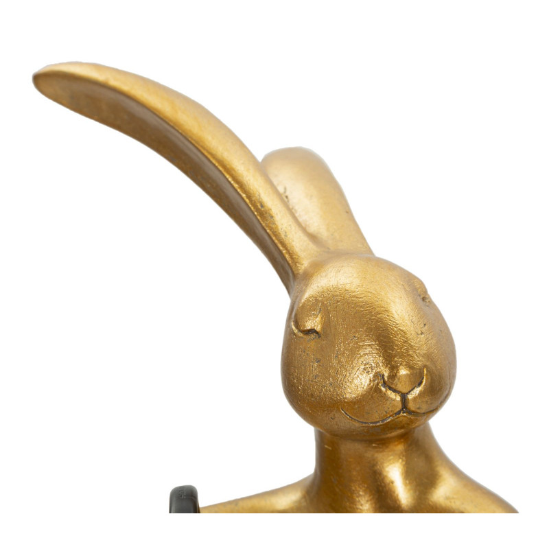 Lampe à poser originale Lapin debout Hauteur 47 cm en Résine Doré Tissu Blanc Rabbit 