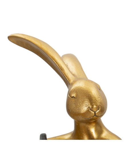Lampe à poser originale Lapin debout Hauteur 47 cm en Résine Doré Tissu Blanc Rabbit 