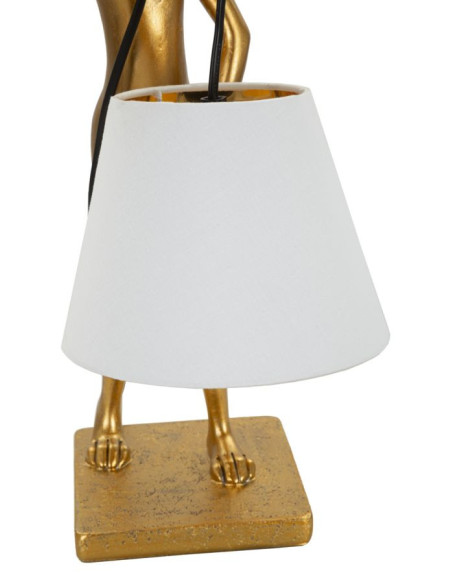 Lampe à poser originale Lapin debout Hauteur 47 cm en Résine Doré Tissu Blanc Rabbit 