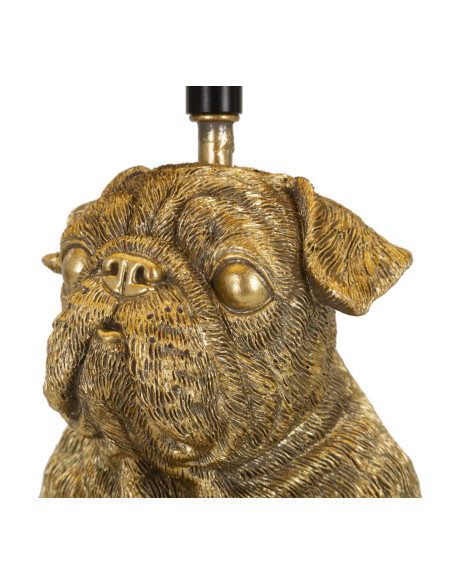 Lampe à poser originale Bouledogues assis Hauteur 43 cm en Résine Doré Tissu Noir Dog 
