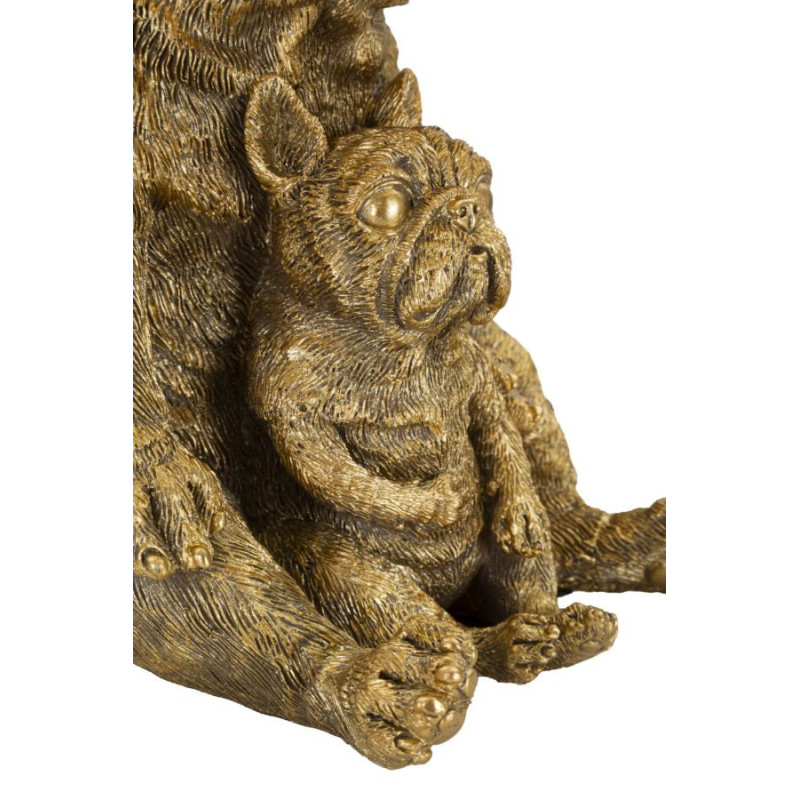 Lampe à poser originale Bouledogues assis Hauteur 43 cm en Résine Doré Tissu Noir Dog 