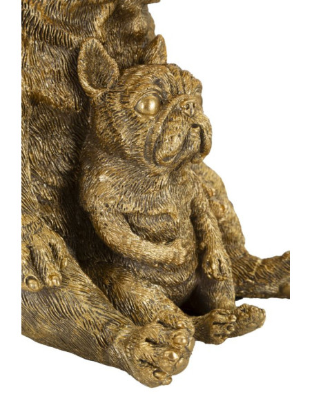 Lampe à poser originale Bouledogues assis Hauteur 43 cm en Résine Doré Tissu Noir Dog 