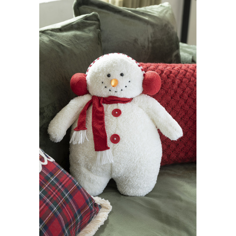 Décoration de Noël Bonhomme de neige 30 cm en Polyester Blanc Rouge (Lot de 2) - 2