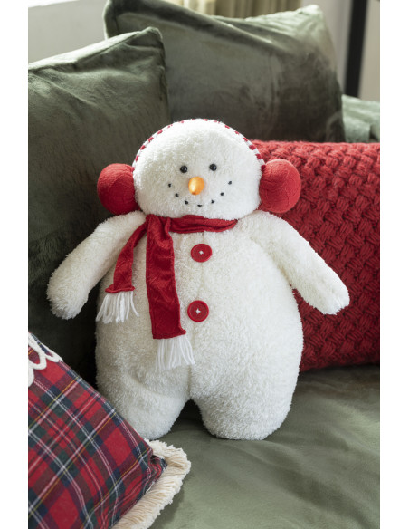Décoration de Noël Bonhomme de neige 45 cm en Polyester Blanc Rouge (Lot de 2) - 2